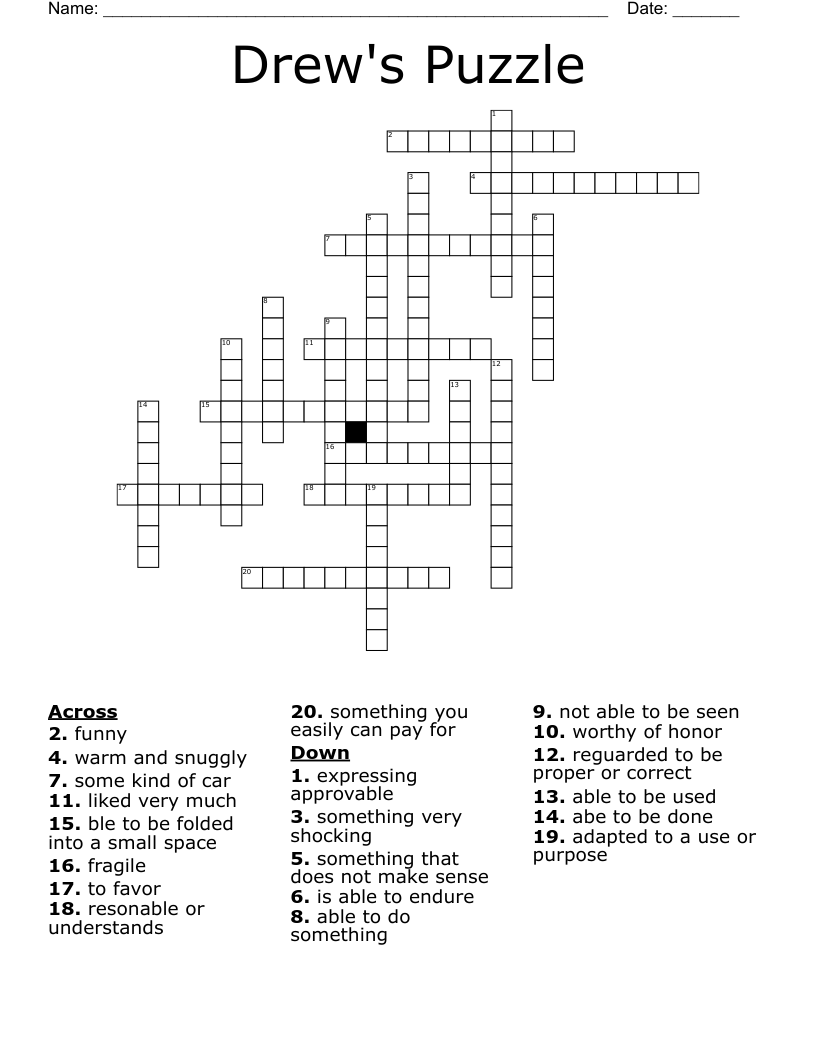Drew's Puzzle Crossword WordMint