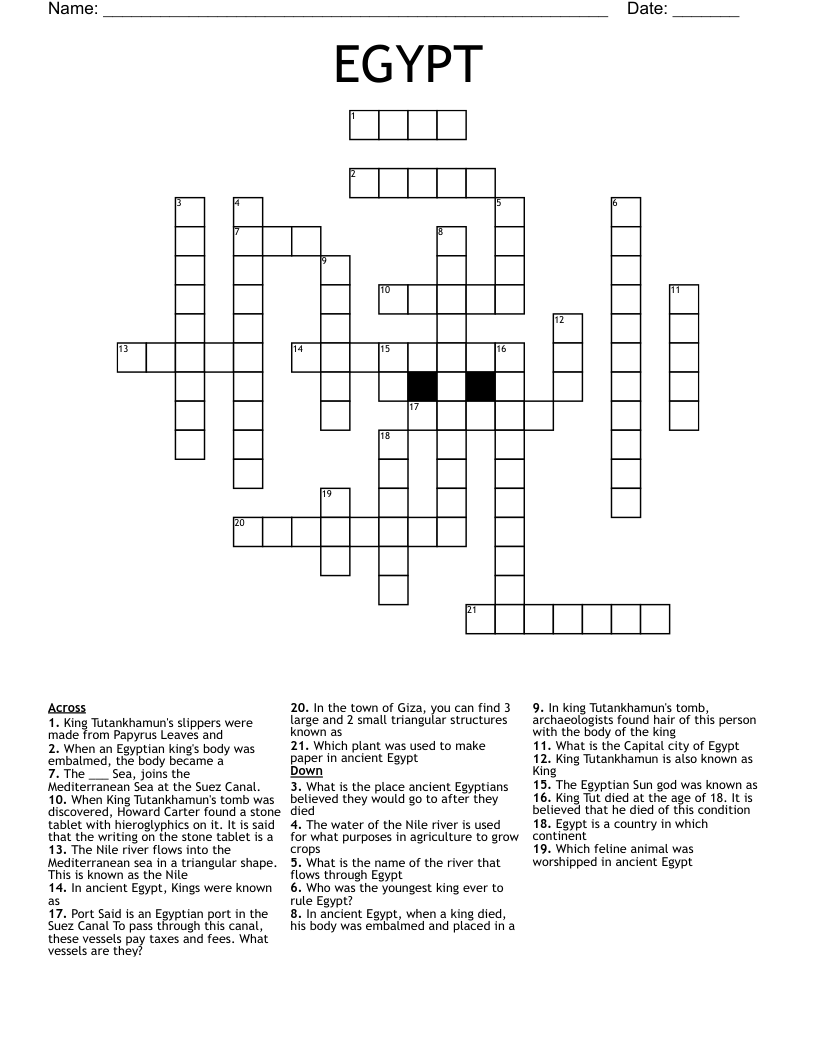 EGYPT Crossword WordMint