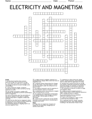 Electricity And Magnetism Crossword Puzzle Answer Key