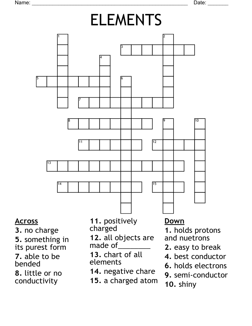 ELEMENTS Crossword WordMint