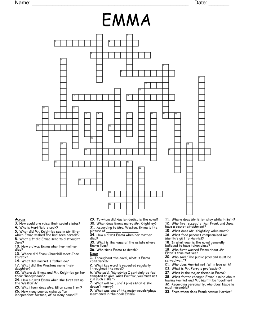 Jane Eyre Crossword WordMint