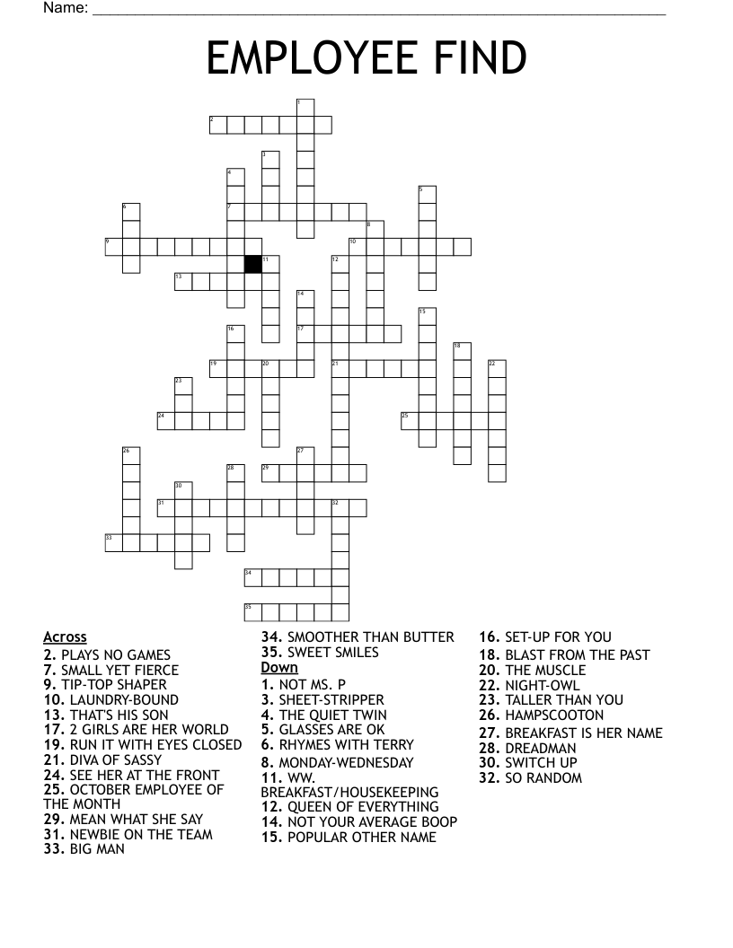 EMPLOYEE FIND Crossword WordMint