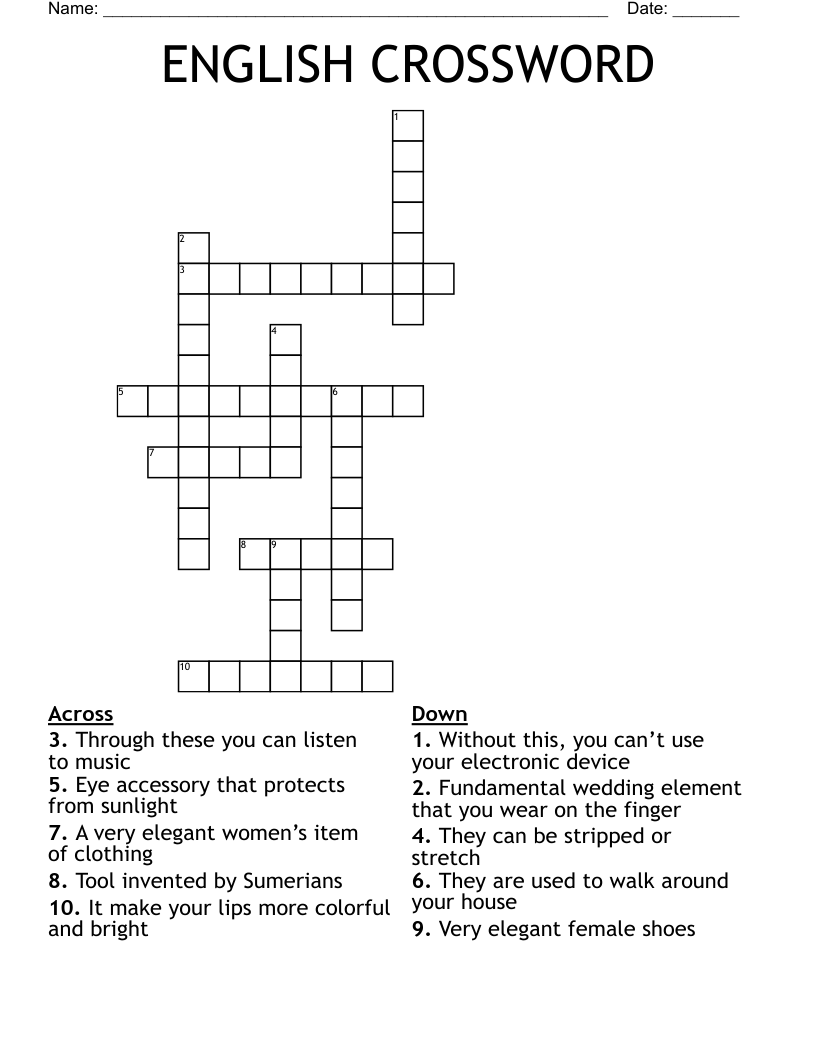 ENGLISH CROSSWORD WordMint