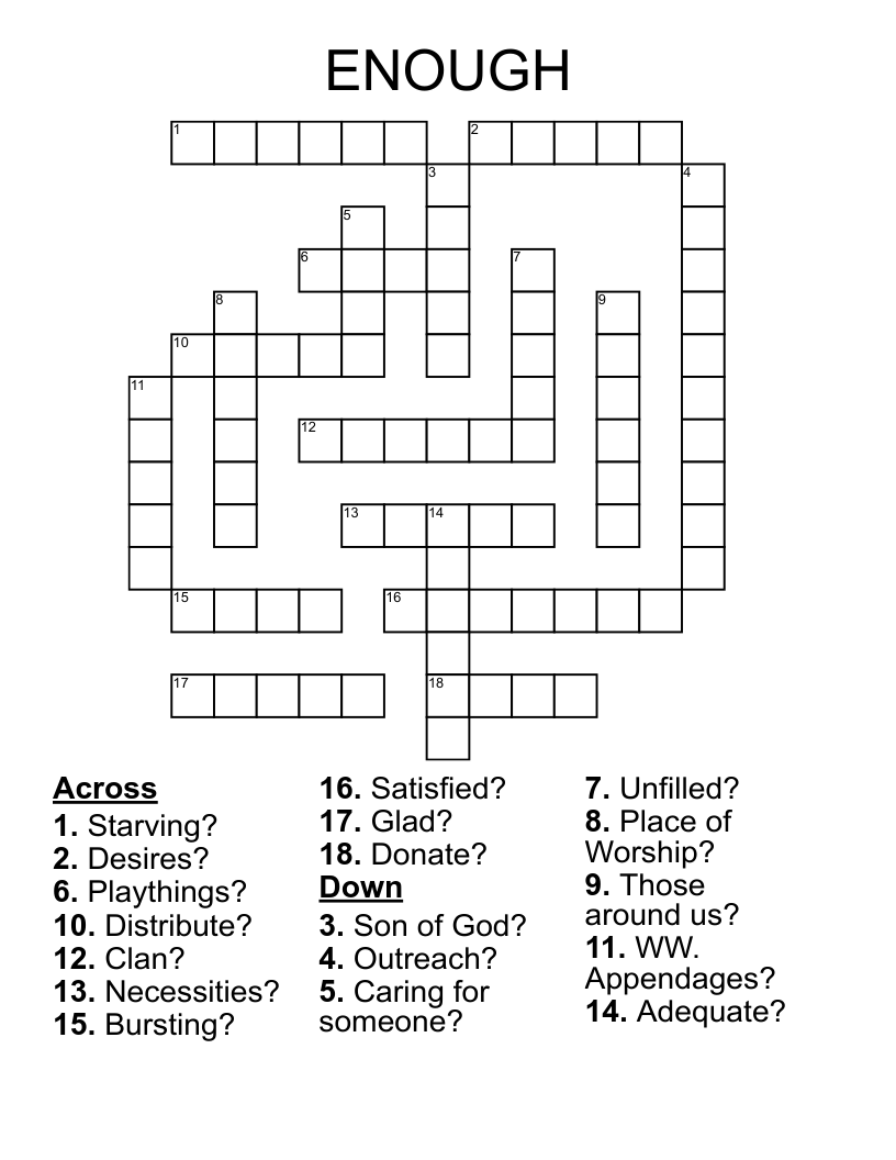 ENOUGH Crossword WordMint