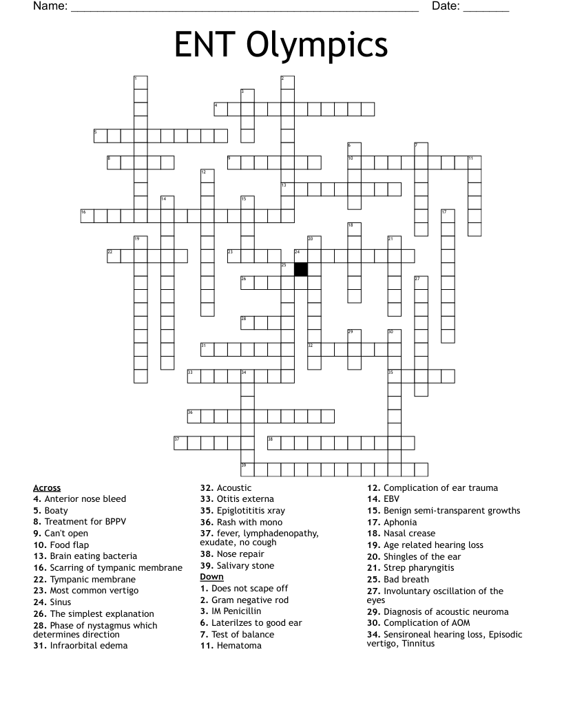 ENT Olympics Crossword WordMint