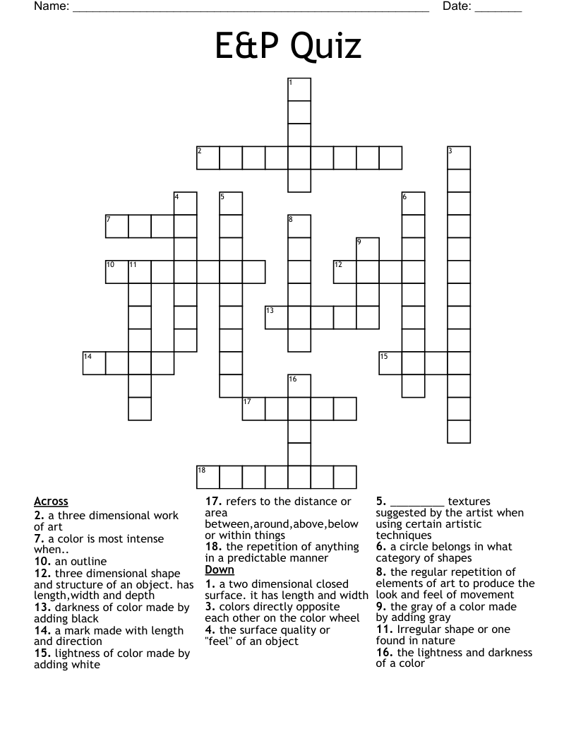 E&P Quiz Crossword WordMint