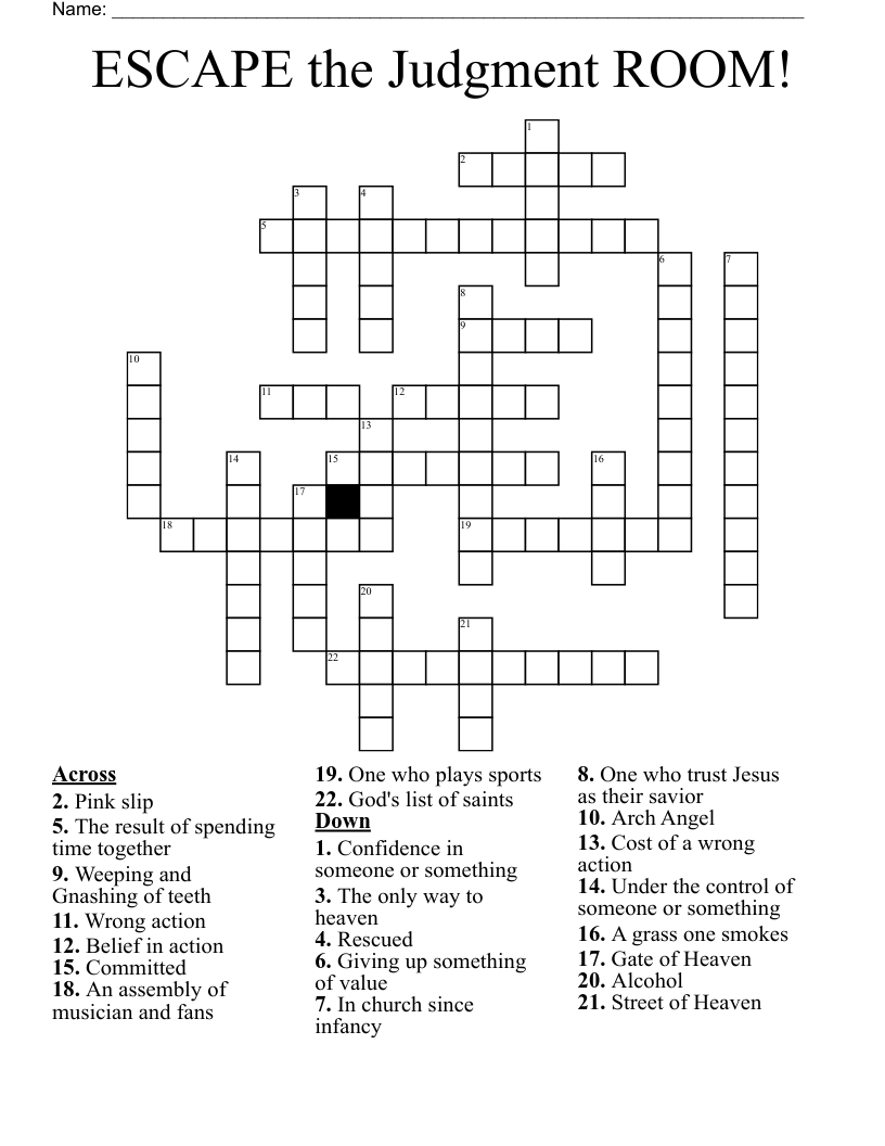 ESCAPE the Judgment ROOM! Crossword WordMint