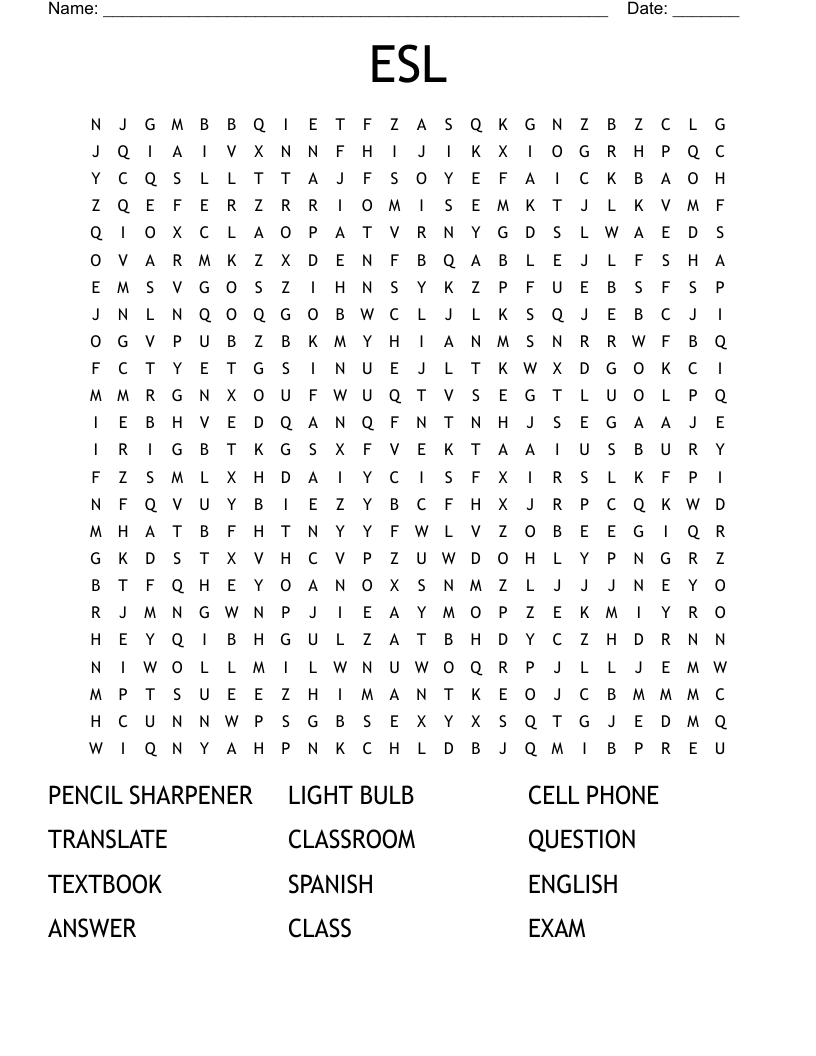 ESL Word Search WordMint
