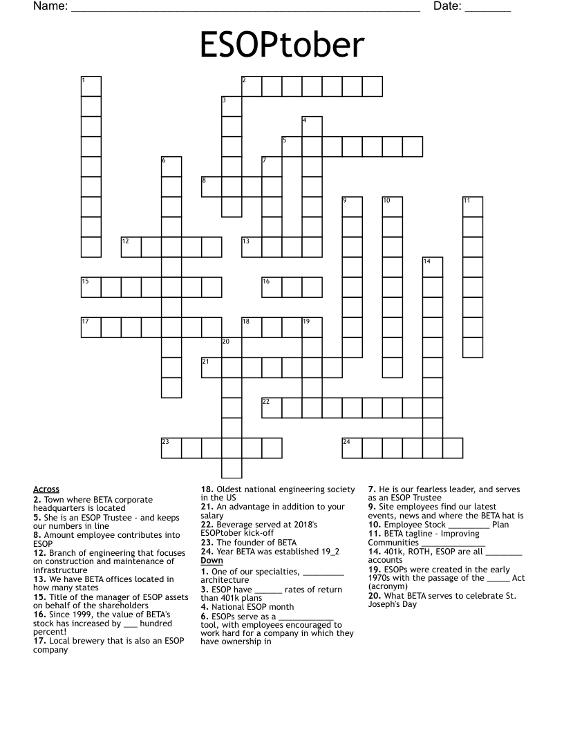 ESOP Crossword Puzzle WordMint