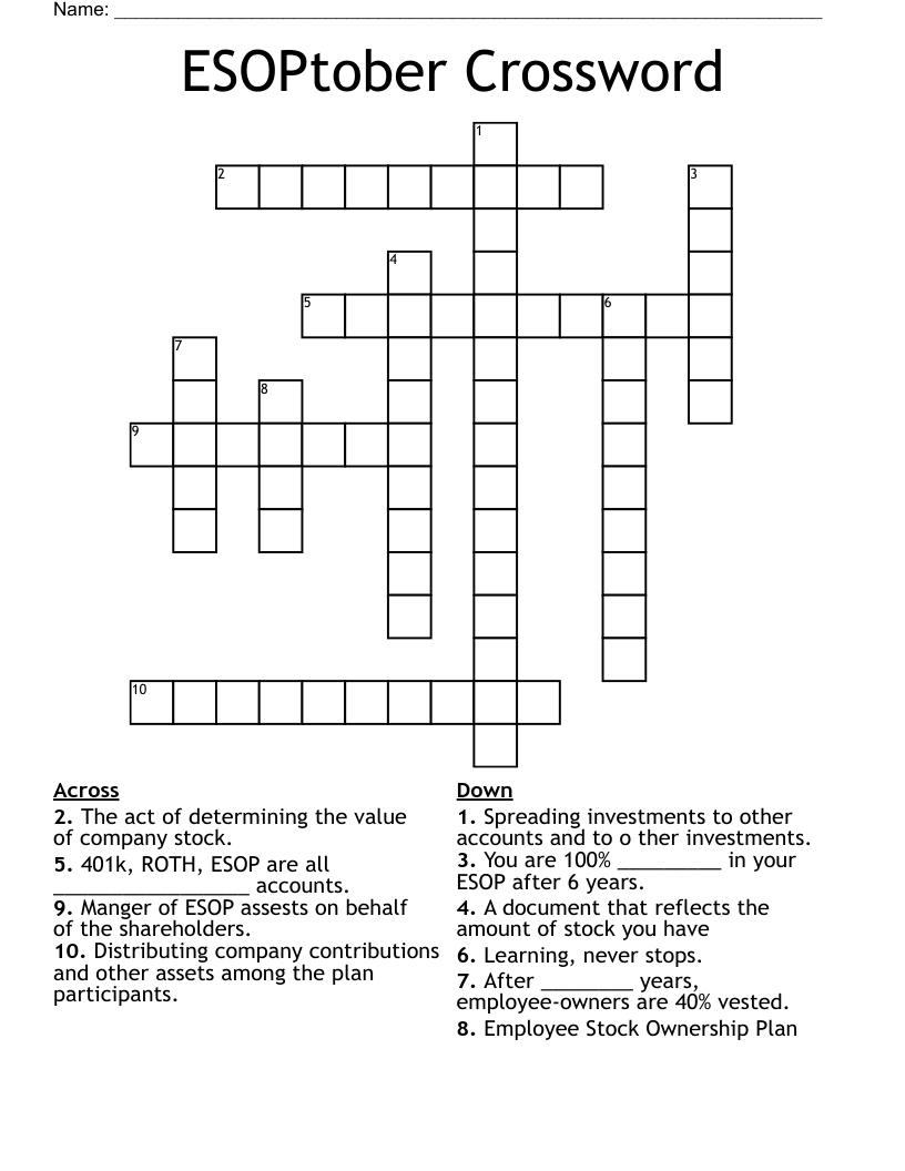 ESOP Crossword Puzzle WordMint