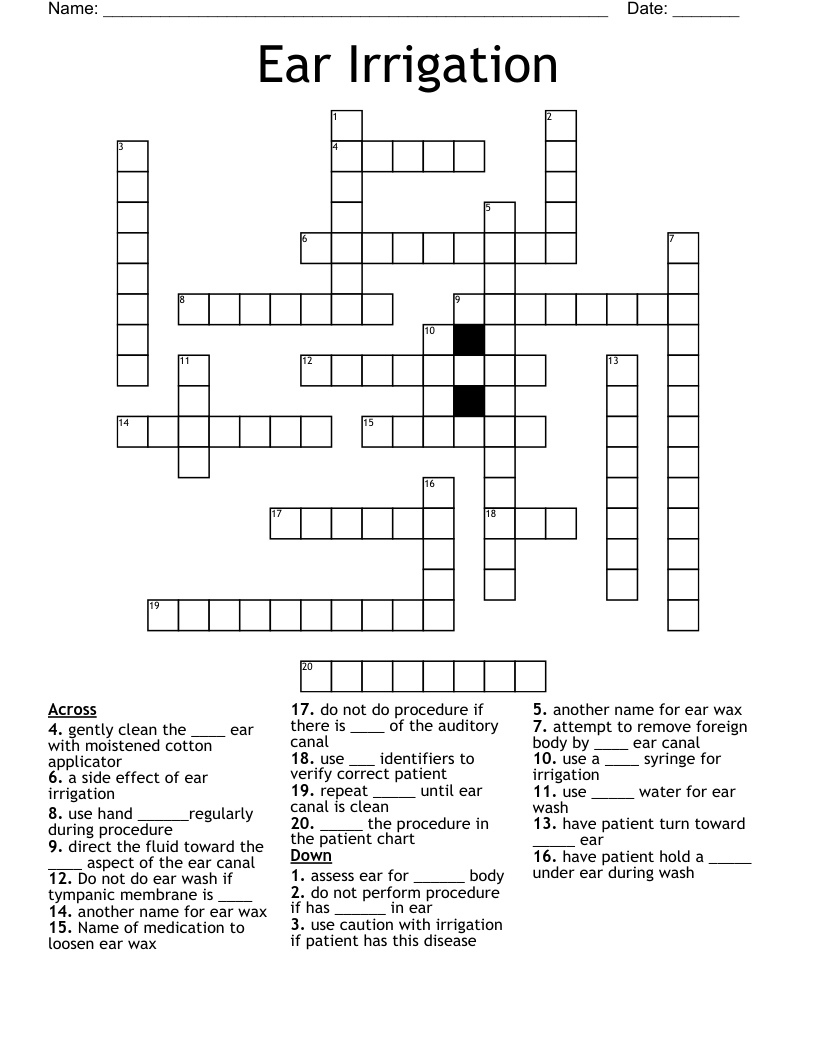 Ear Irrigation Crossword WordMint