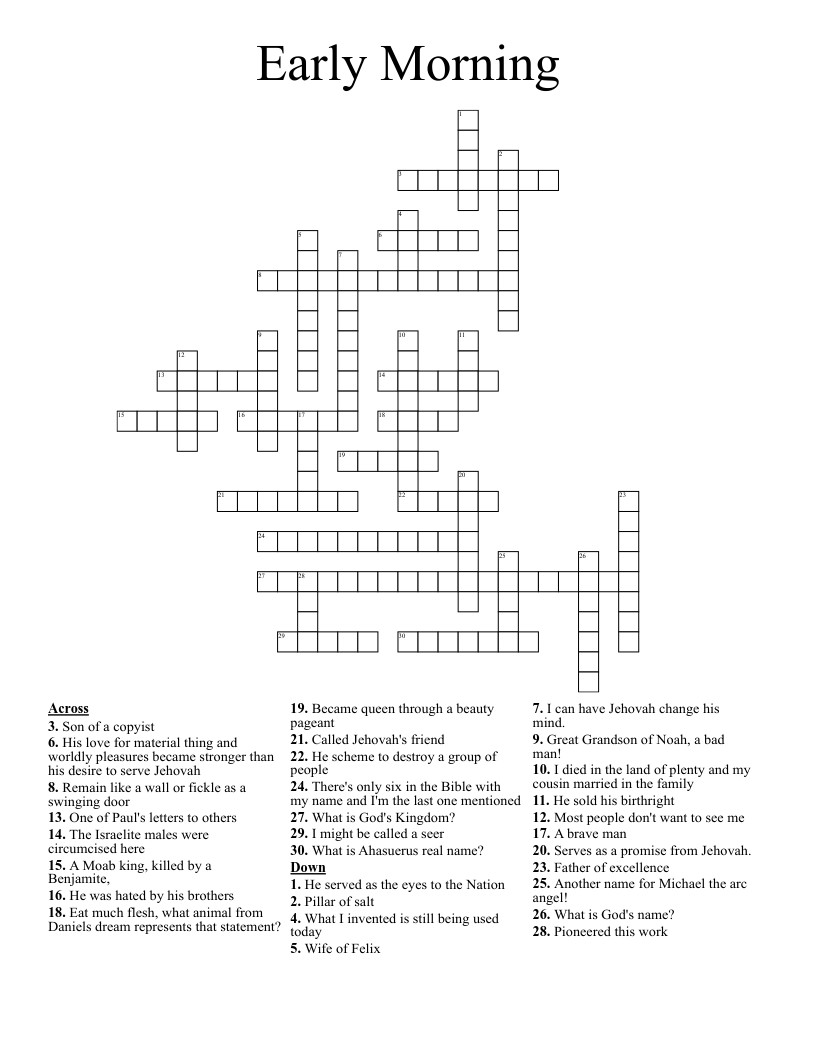 Early Morning Crossword WordMint