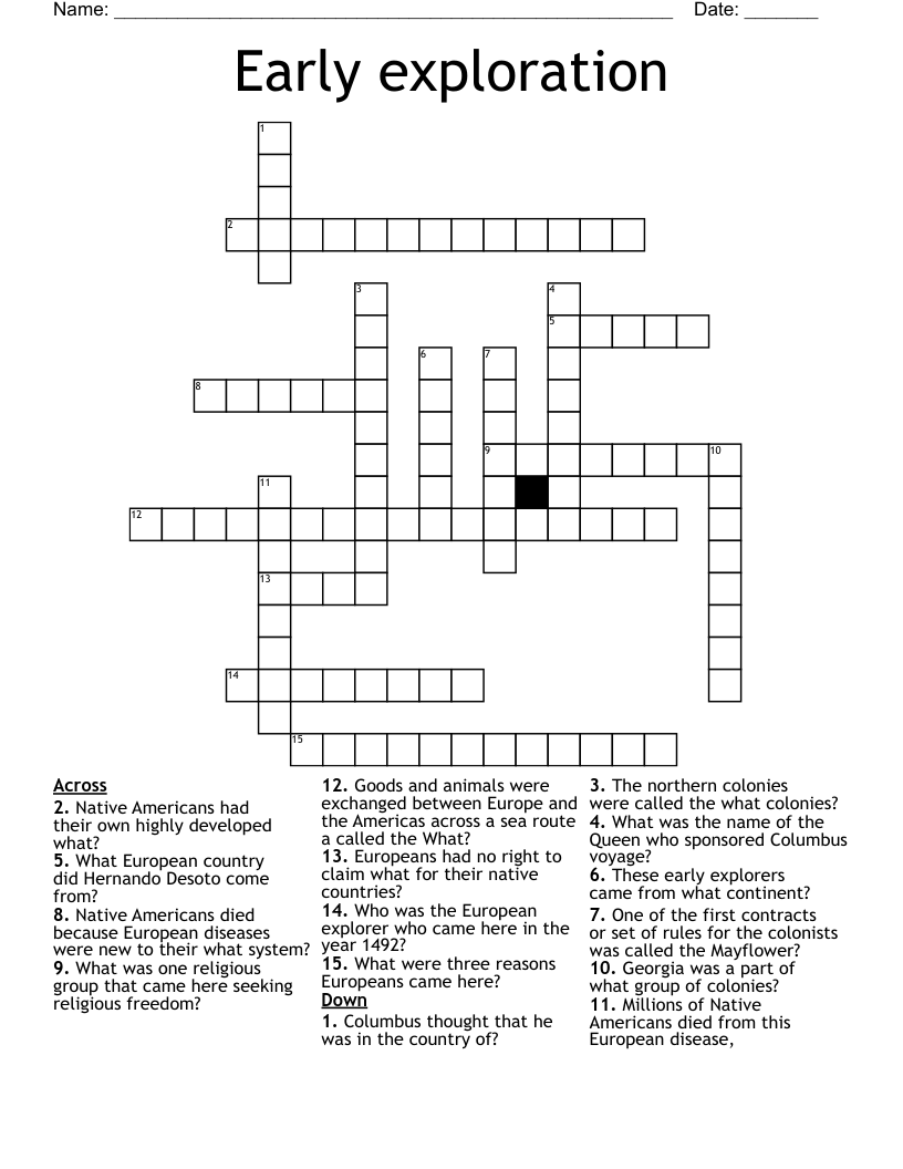 European Exploration Crossword WordMint