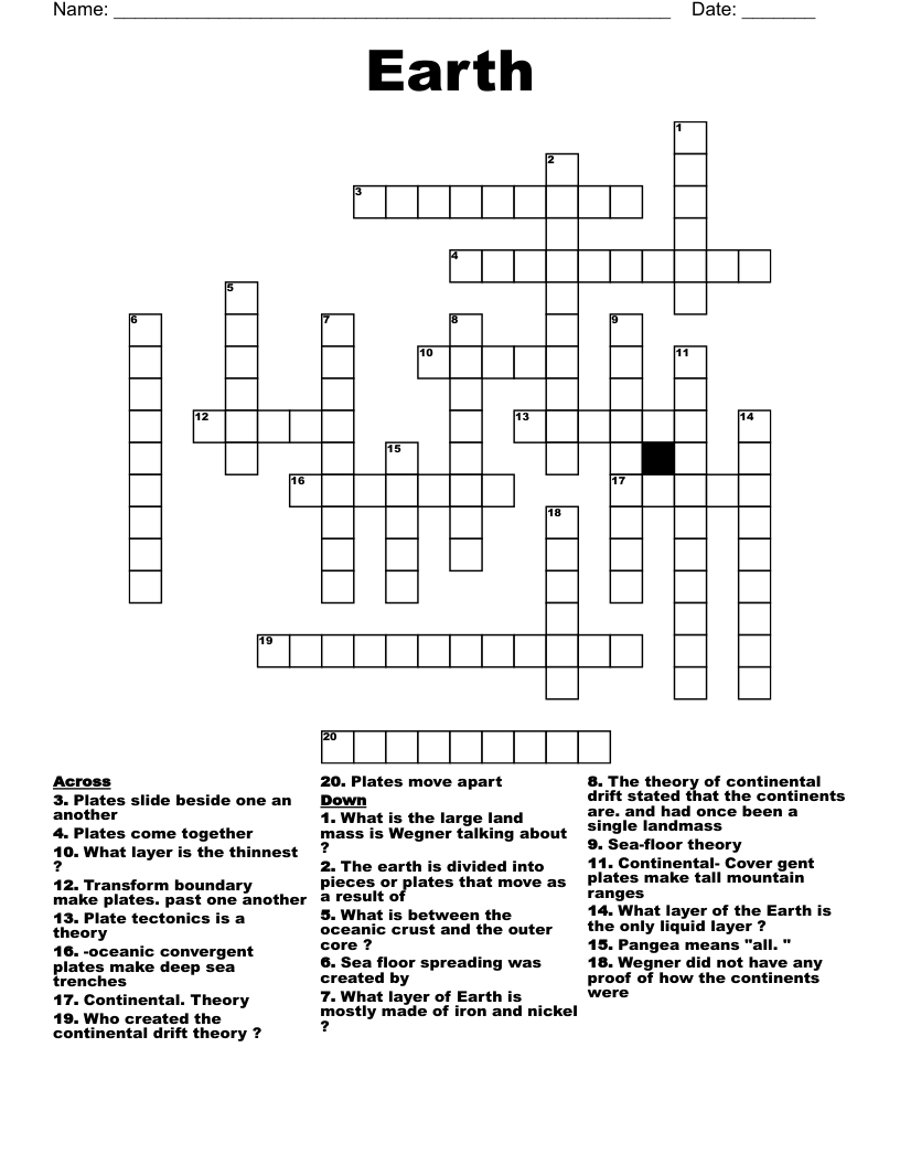 Earth Crossword WordMint