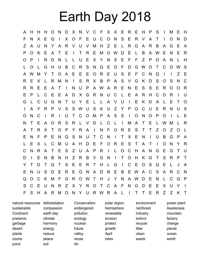 Details 83 best earth day word search , free to print and download