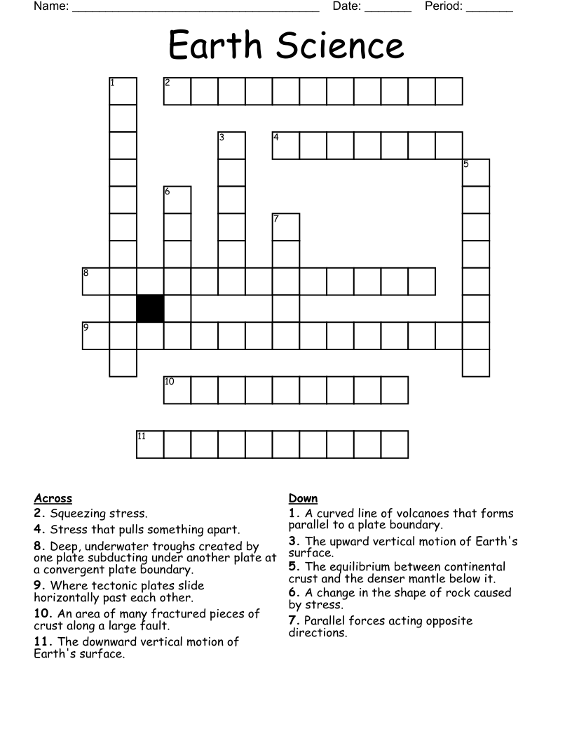 Earth Science Crossword WordMint