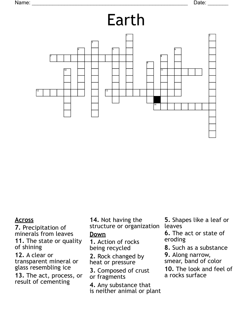Earth Crossword WordMint
