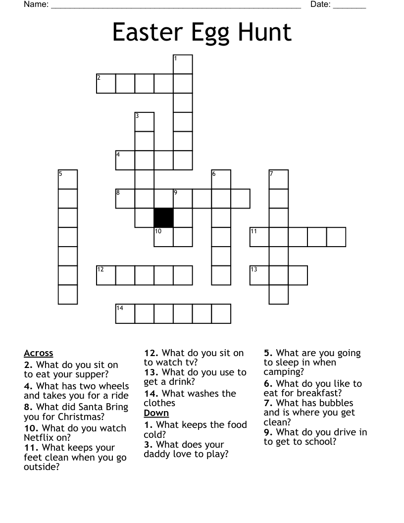 Easter Egg Hunt Crossword WordMint