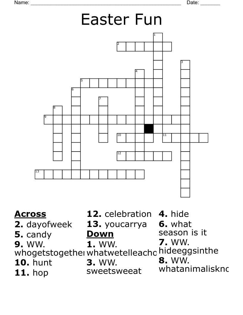 Easter Fun Crossword WordMint