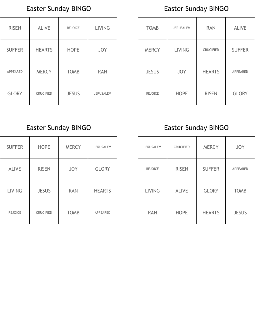 Easter Sunday BINGO WordMint