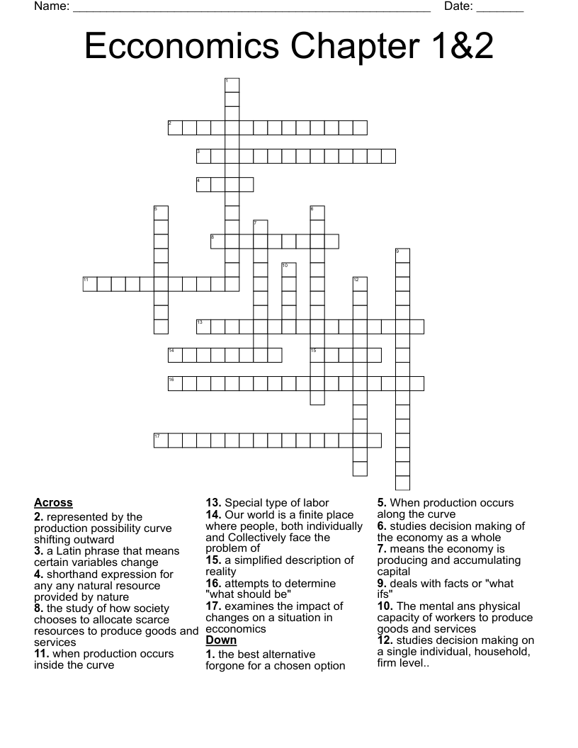Ecconomics Chapter 1&2 Crossword WordMint