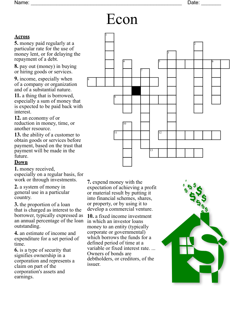 Econ Crossword WordMint