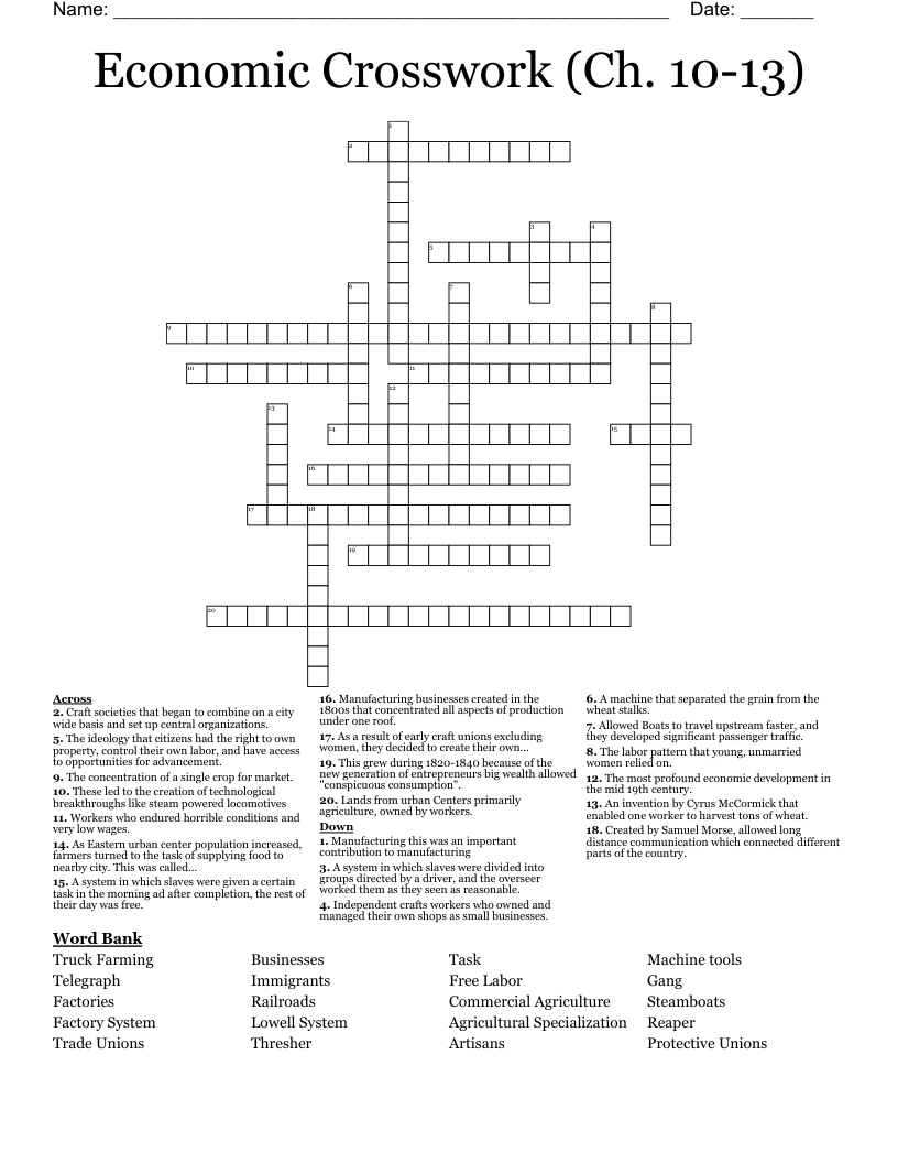 Economic Crosswork (Ch. 1013) Crossword WordMint