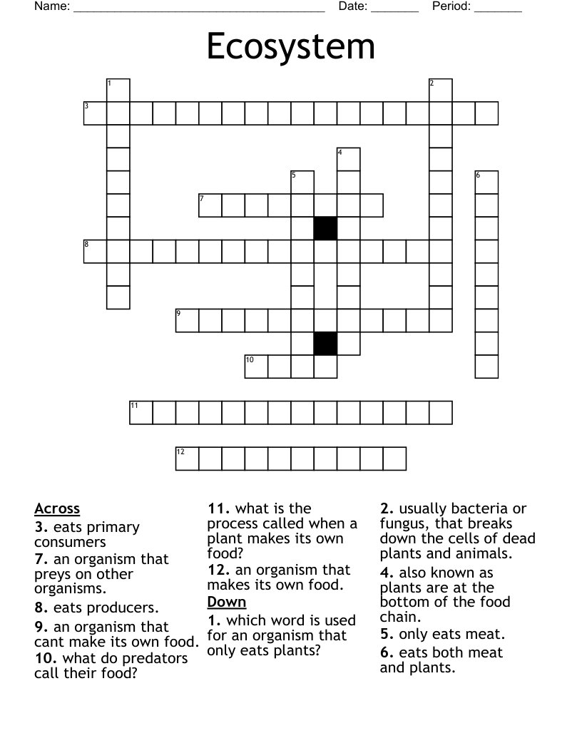 Ecosystem Crossword WordMint