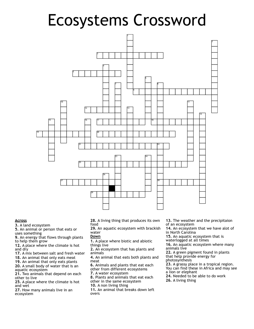 Ecosystems crossword WordMint