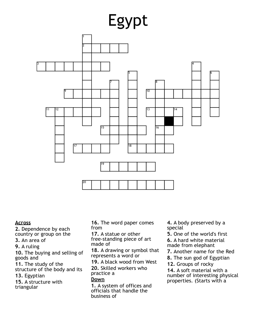 Egypt Crossword WordMint