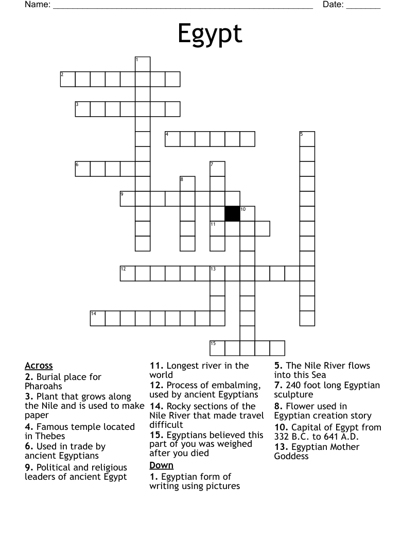 Egypt Crossword WordMint