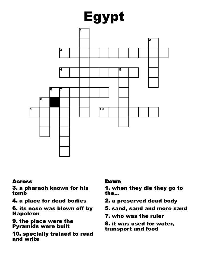 Egypt Crossword WordMint