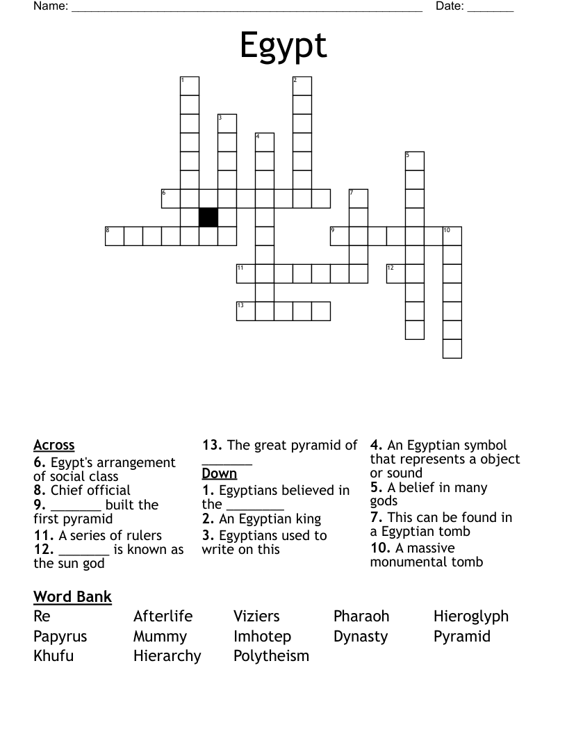 Egypt Crossword WordMint