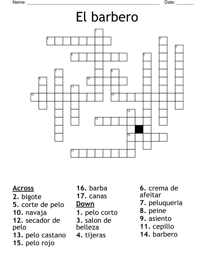 Barber Crossword WordMint