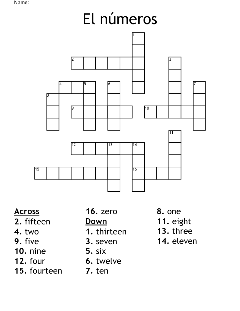 El números Crossword WordMint