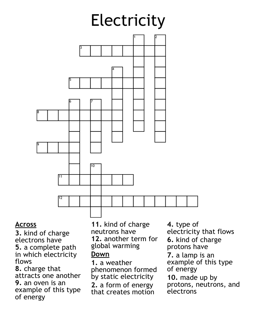 Electricity Crossword WordMint