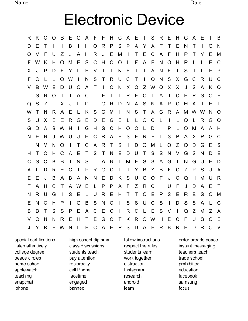 Electronic Device Word Search WordMint