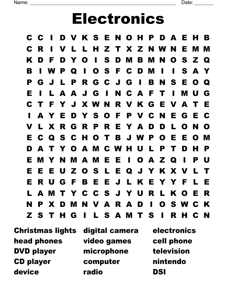 Electronics Word Search WordMint