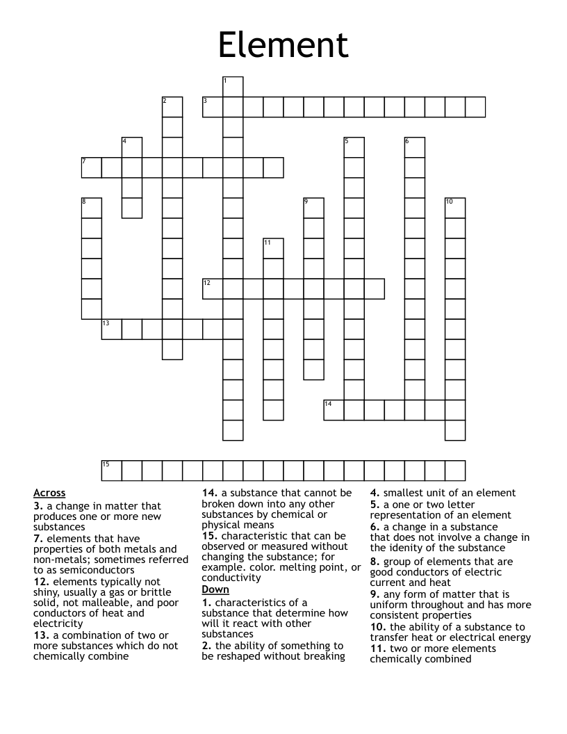 Element Crossword WordMint