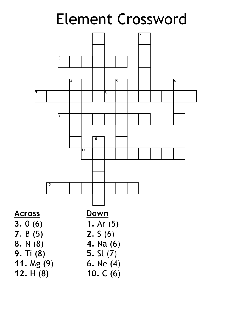 Element Crossword WordMint