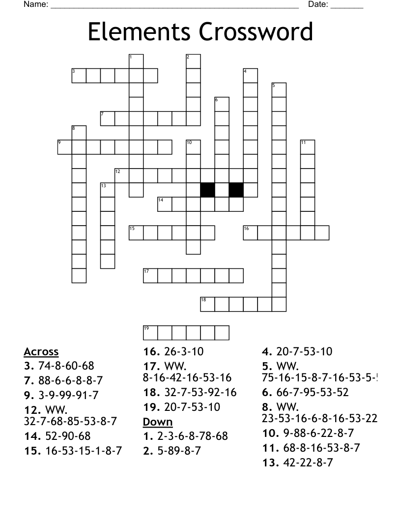 Elements Crossword WordMint