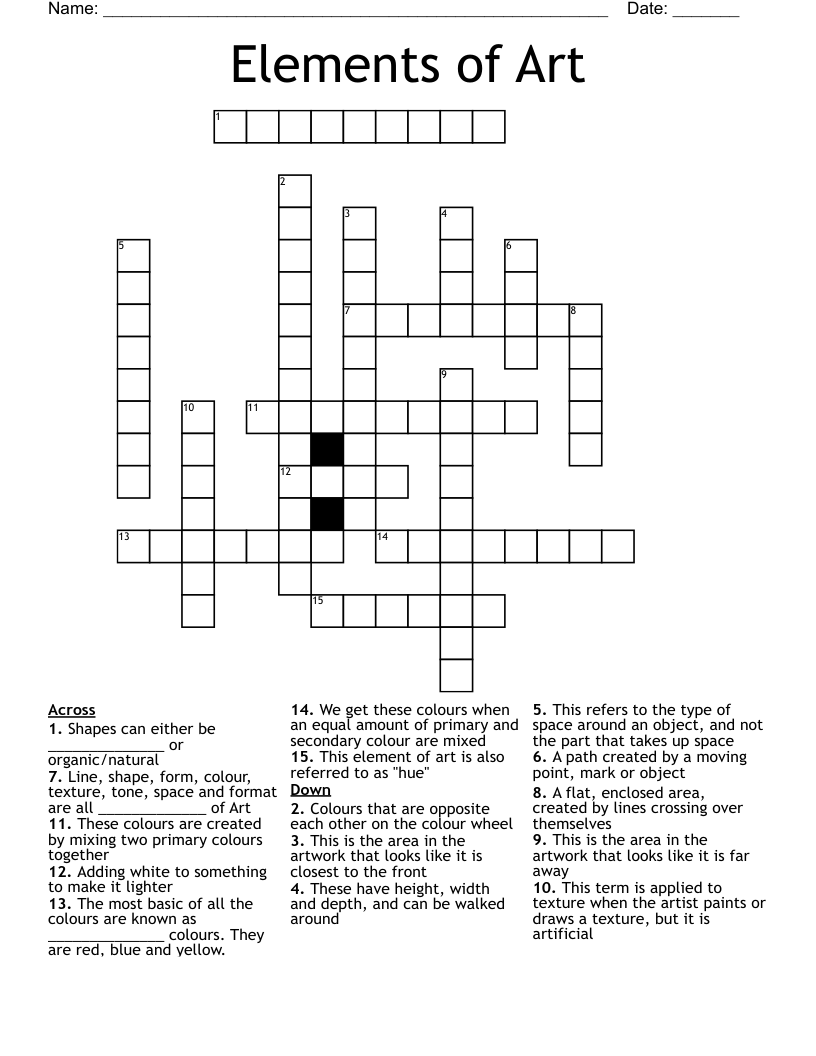 Elements of Art Crossword - WordMint