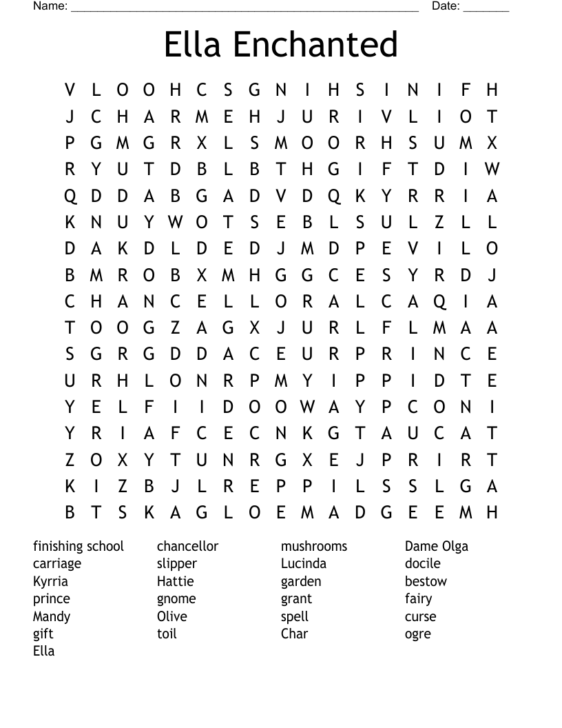 Ella Enchanted Word Search WordMint