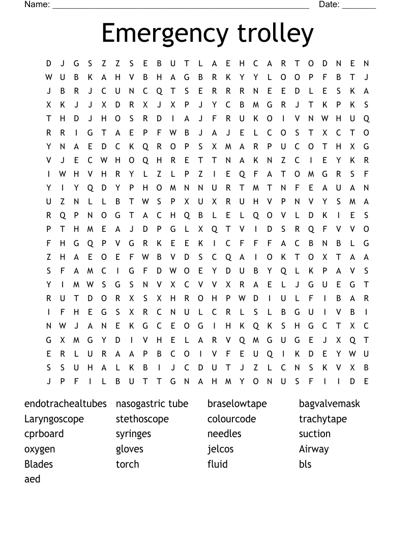 Medical Devices & Equipment Crosswords, Word Searches, Bingo Cards