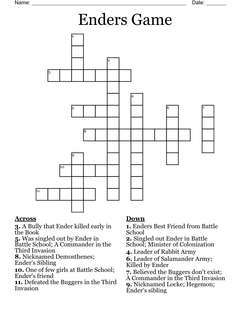 Enders Game Crossword WordMint