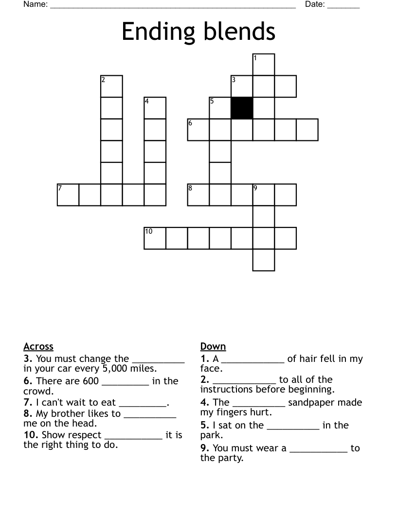 Ending blends Crossword WordMint