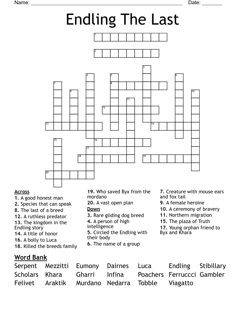 Endling The Last Crossword WordMint