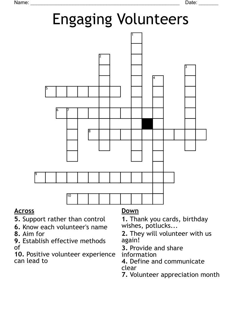 Engaging Volunteers Crossword WordMint
