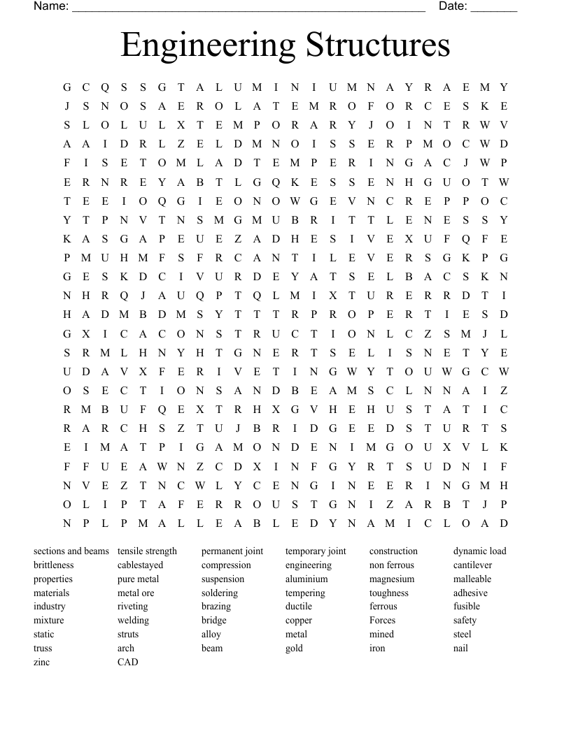 Building Bridges Word Search WordMint