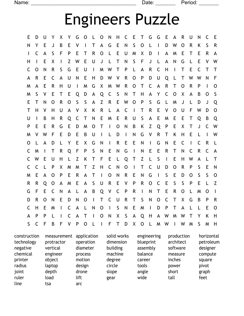 Engineers Puzzle Word Search WordMint